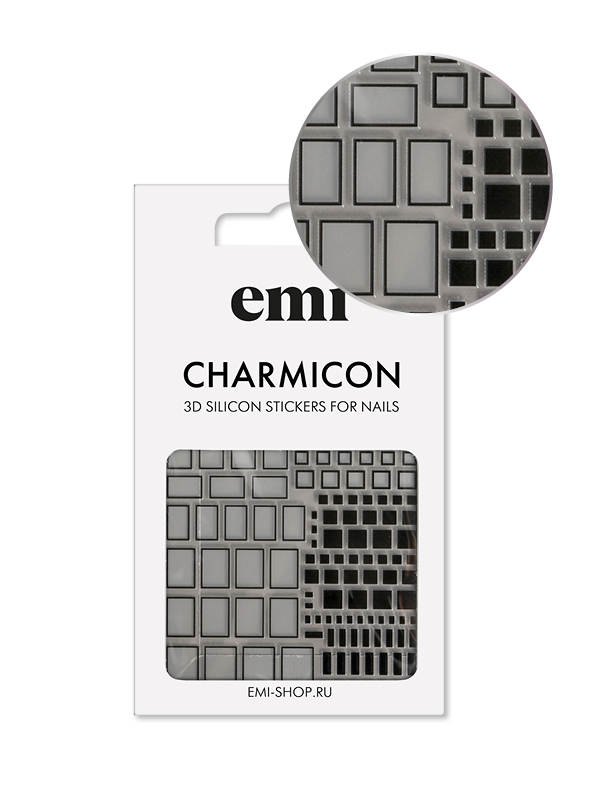 картинка Наклейки для ногтей Charmicon 3D Silicone Stickers №160 Квадраты черные E.mi от магазина Каприз