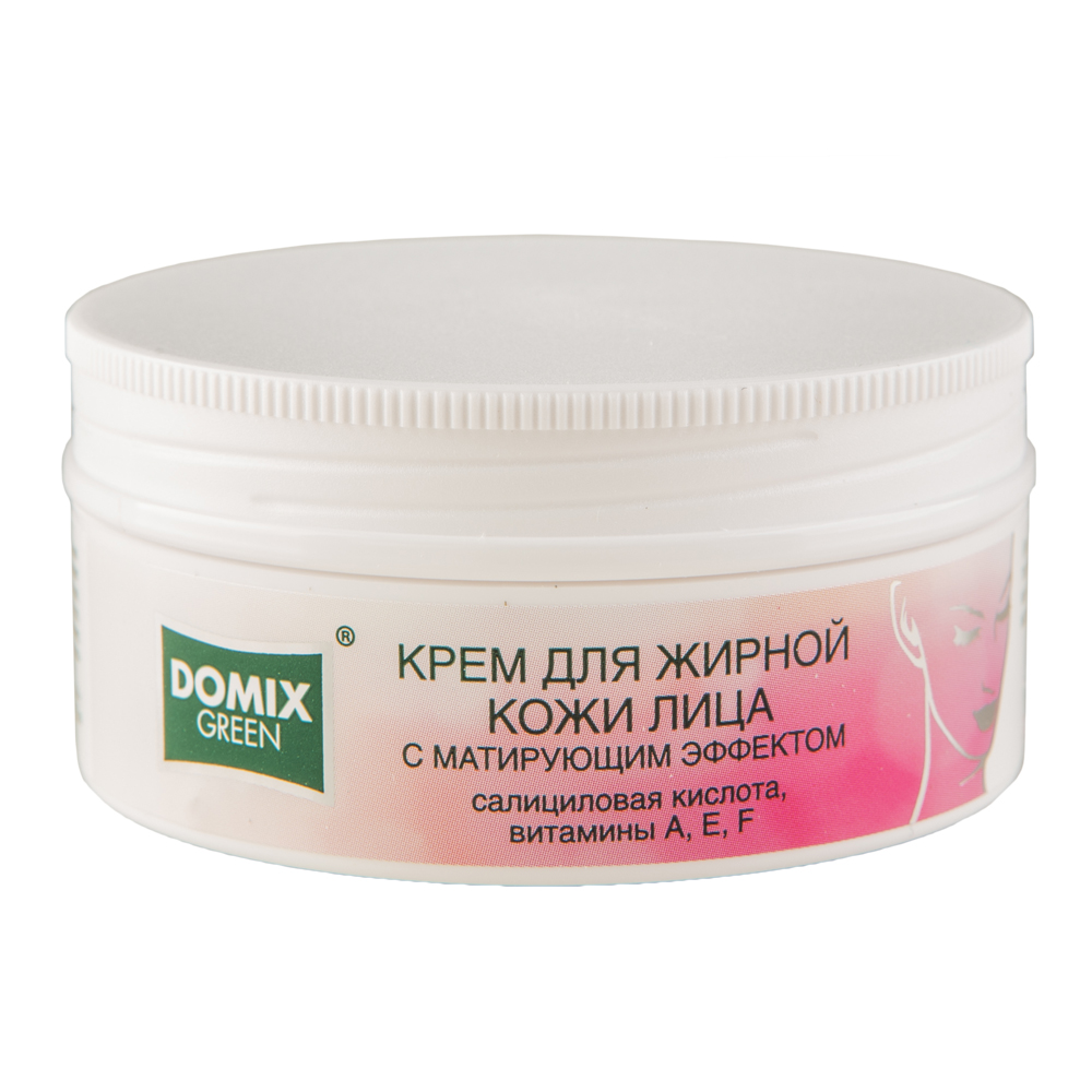 картинка Крем для жирной кожи лица с матирующим эффектом с салициловой кислотой, витаминами A, E, F 75 мл DOMIX Green от магазина Каприз
